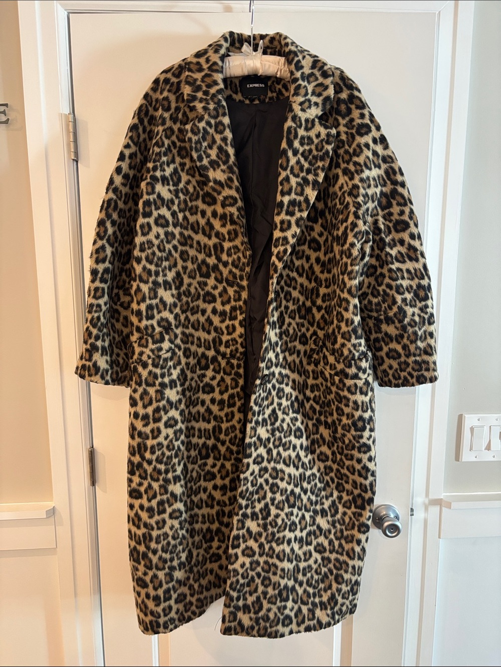 Express Leopard-Print Peacoat - Brown & Black